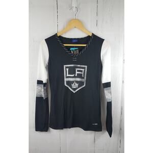 NWT NHL Los Angeles Kings Reebok Face-Off Women's Long Sleeve Henley Tee S
